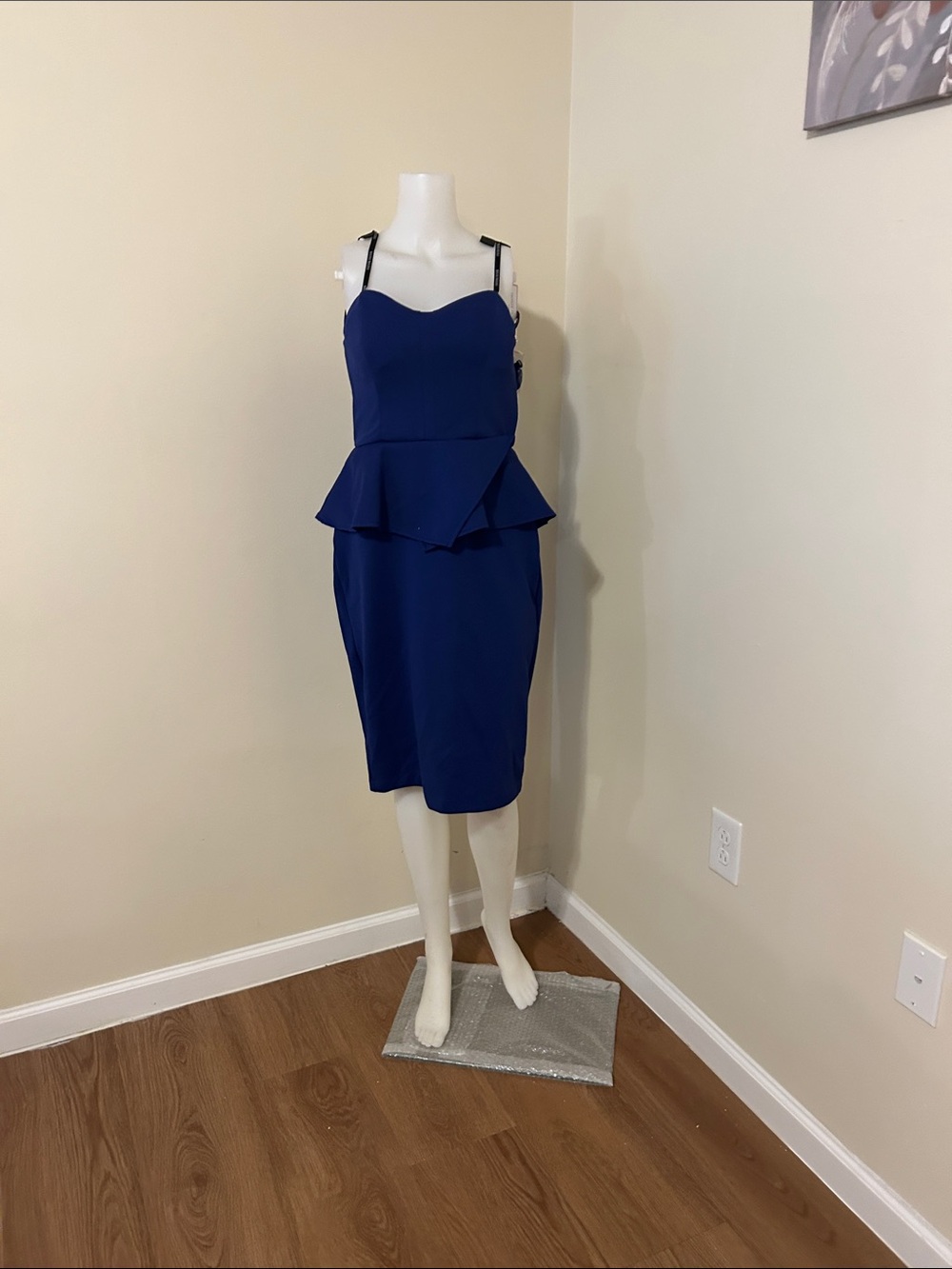 Bisou Bisou Royal Blue Strapless Peplum Sheath Dress